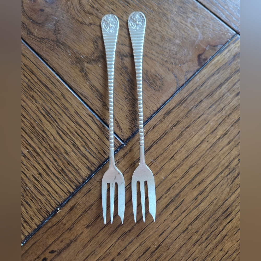 Sterling Silver Bachus Cocktail Forks Antique